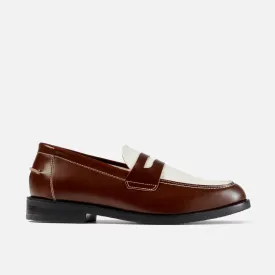 Wilde Chestnut   White Penny Loafer - Men's