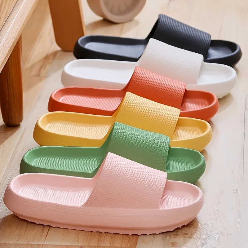 Women's Solid EVA Material Open Toe Studded Anti-slip House Ultra Soft Bath Slippers